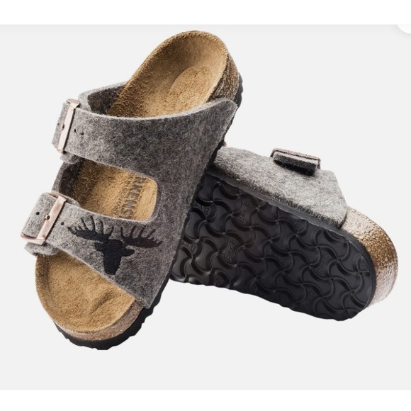 Birkenstock Arizona Kids Gray Elk Felt Sandals US Size K13 EU 31 Buckle - Picture 1 of 5